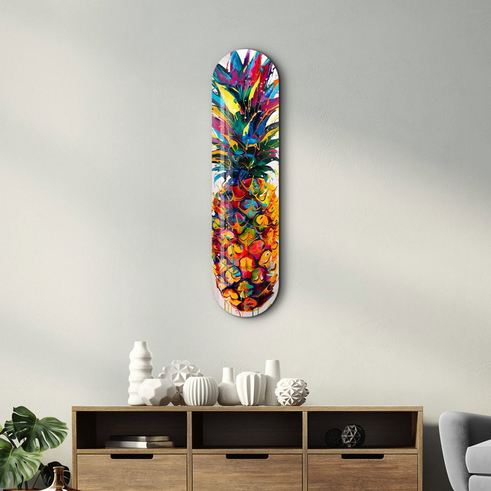 Wallity Watercolor Ananas Pintura Decorativa de Vidrio Templado Multicolor